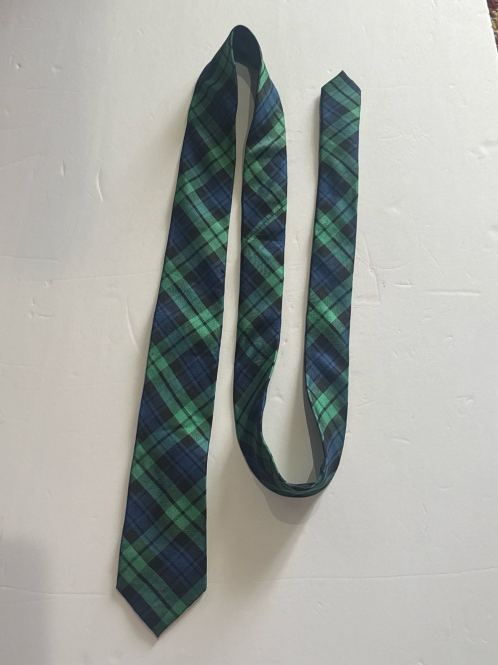 Lauren Classic Green and Blue Tartan Plaid Men's Tie 51"
